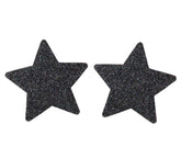 Love In Leather Glitter Star Womens Nipple Covers - Black - Breast and Nipple Toys